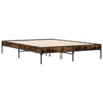vidaXL Cadre de lit chêne fumé 120x190 cm bois d'ingénierie et métal