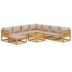 vidaXL Salon de jardin 9 Pièces avec coussins taupe bois massif
