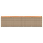 vidaXL Boîte de rangement de jardin beige résine tressée bois d'acacia