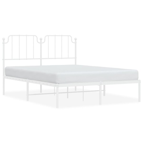 vidaXL Cadre de lit métal sans matelas et tête de lit blanc 140x200 cm