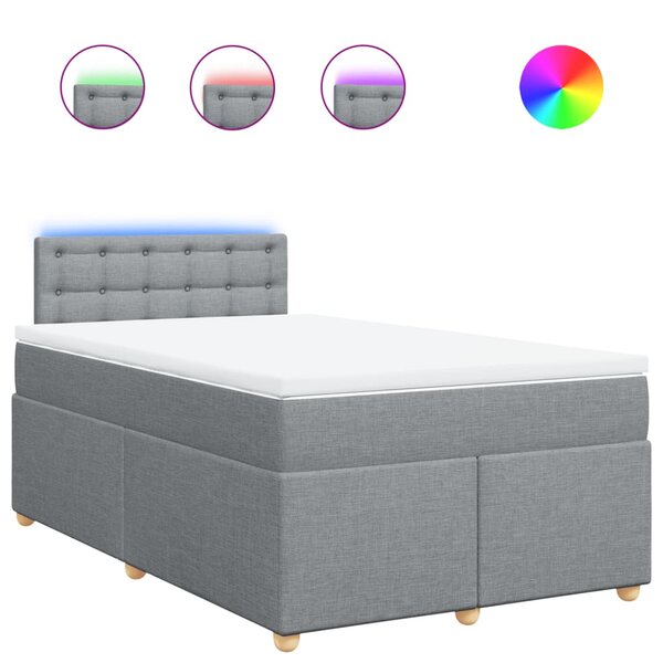 vidaXL Sommier à lattes de lit avec matelas Gris clair 120x200cm Tissu