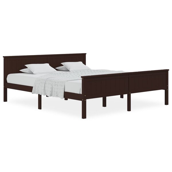 vidaXL Cadre de lit Marron foncé Bois de pin massif 180x200 cm