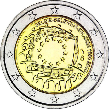 Monnaie 2 euros commémorative belgique 2015 - drapeau européen