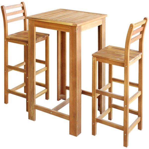 vidaXL Table et chaises de bar 3 Pièces Bois d'acacia massif