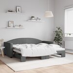 vidaXL Lit de jour avec lit gigogne gris foncé 90x190 cm tissu
