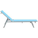 Bain de soleil transat - chaise longue - design contemporain - dossier inclinable multi-positions - métal époxy textilène bleu ciel - dim. 170 x 58 x 97 cm