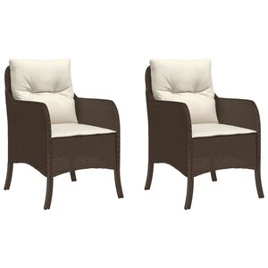 vidaXL Chaises de jardin avec coussins lot de 2 marron résine tressée