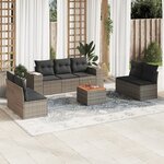 vidaXL Salon de jardin 8 Pièces avec coussins gris résine tressée