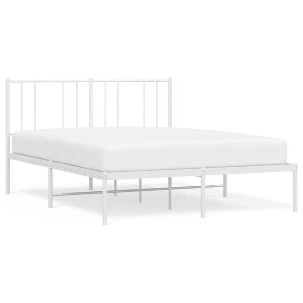 vidaXL Cadre de lit métal avec tête de lit blanc 140x200 cm