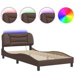 vidaXL Cadre de lit avec LED sans matelas marron 100x200 cm
