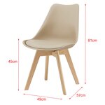 Lot de 4 chaises de salle à manger similicuir hêtre beige 03_0006760