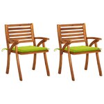 vidaXL Chaises à dîner de jardin avec coussins 2 Pièces Acacia massif