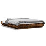 vidaXL Cadre de lit chêne fumé 135x190 cm bois d'ingénierie