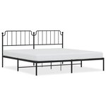 vidaXL Cadre de lit métal avec tête de lit noir 193x203 cm