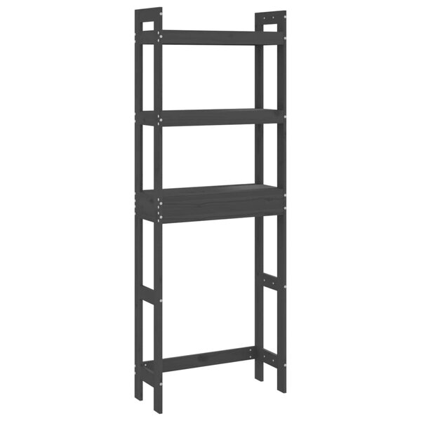 vidaXL Étagère de toilette Gris 63x26x171 cm Bois de pin massif