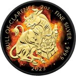 Pièce de monnaie en Argent 5 Pounds g 62.2 (2 oz) Millésime 2023 Burning Royal Tudor Beasts BULL OF CLARENCE