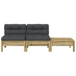 vidaXL Canapé de jardin avec coussins et repose-pied 2 places