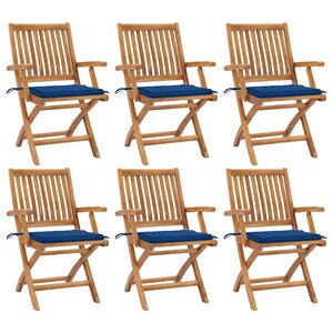 vidaXL Chaises pliables de jardin avec coussins lot de 6 Bois de teck