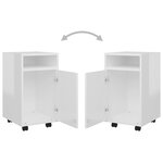 vidaXL Armoire latérale avec roues Blanc brillant Bois d'ingénierie