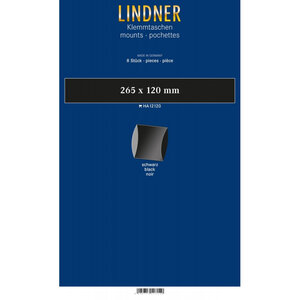 Bandes double soudure 265 x 120 mm pour blocs carnets de timbres. Fond - Noir