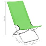 vidaXL Chaises de plage pliables 2 Pièces Vert Tissu