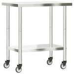 vidaXL Table de travail de cuisine avec roues 82 5x55x85 cm inox