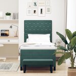 vidaXL Lit à ressorts avec Matelas & Banc Vert foncé 90x190 cm Velours