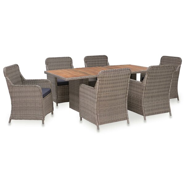vidaXL Ensemble à manger d'extérieur 7Pièces avec coussins Résine tressée