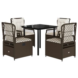 vidaXL Ensemble à manger de jardin 5 Pièces et coussins marron poly rotin
