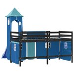 vidaXL Lit mezzanine enfants avec tour bleu 90x190 cm bois pin massif