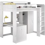 Lit combiné mezzanine enfant - Décor Pin Petterson - Sommier inclus - 90 x 200 cm