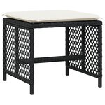 vidaXL Tabourets de jardin et coussins lot de 4 noir 41x41x36 cm rotin