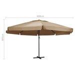 vidaXL Parasol d'extérieur avec mât en aluminium 600 cm Taupe