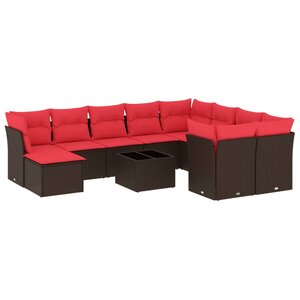 vidaXL Salon de jardin et coussins 11 Pièces marron résine tressée