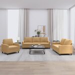 vidaXL Ensemble de canapés 3 Pièces avec coussins Marron Velours