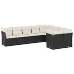 vidaXL Salon de jardin 9 Pièces avec coussins noir résine tressée