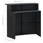 vidaXL Ensemble de bar de jardin avec coussins 3 Pièces Noir