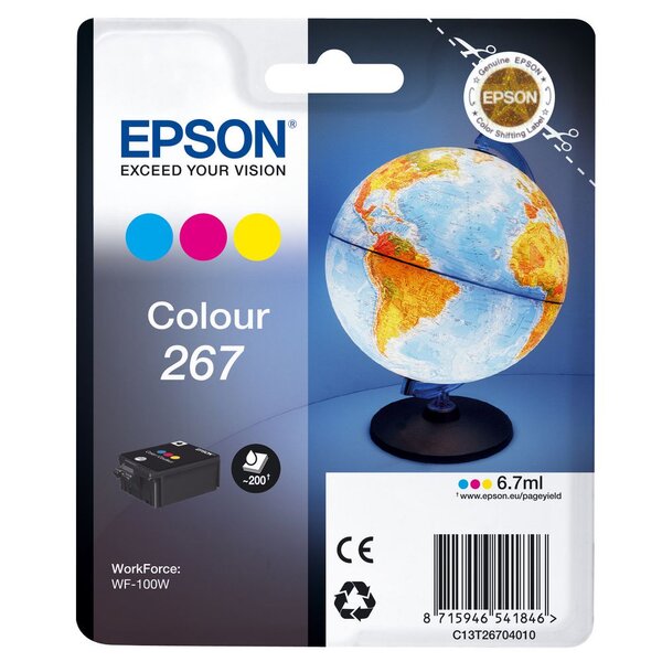 267 globe" cartouche d'encre originale durabrite ultra tricolore (c13t26704010) - cyan  magenta  jaune"