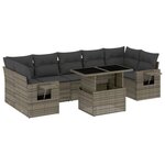 vidaXL Salon de jardin 8 Pièces avec coussins gris résine tressée