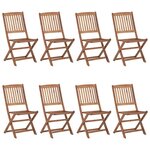 vidaXL Chaises pliables de jardin 8 Pièces avec coussins Bois d'acacia