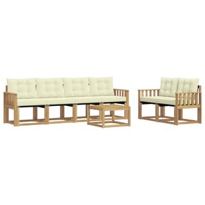 vidaXL Ensemble de canapés d'extérieur 7 Pièces Blanc et crème