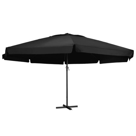 vidaXL Parasol de jardin avec mât en aluminium 600 cm noir