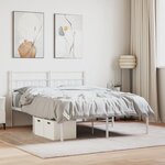 vidaXL Cadre de lit métal avec tête de lit blanc 135x190 cm