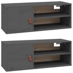 vidaXL Armoires murales 2 Pièces Gris 80x30x30 cm Bois de pin massif