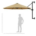 vidaXL Parasol mural avec mât métallique 300 cm Taupe