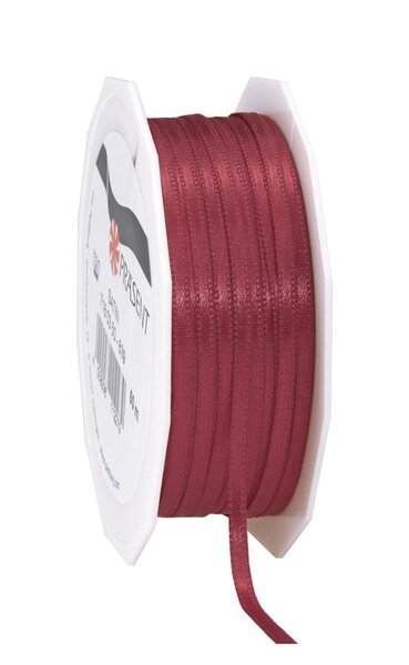 Satin double face 50-m-rouleau 3 mm bordeaux