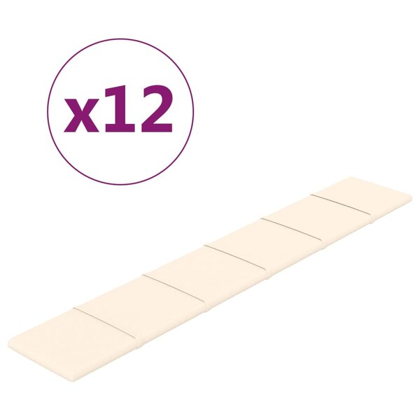 vidaXL Panneaux muraux 12 Pièces Crème 90x15 cm Velours 1 62 m²