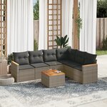 vidaXL Salon de jardin avec coussins 7 Pièces gris résine tressée