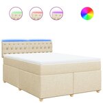 vidaXL Sommier à lattes de lit avec matelas Crème 140x190 cm Tissu