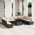 vidaXL Ensemble de salle à manger de jardin 11 pièces avec coussins en rotin noir